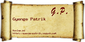 Gyenge Patrik névjegykártya
